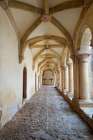 Tomar, Portugal. Tomar castle, home to the Convento de Christo. Regal stone carved shield. Art Print
